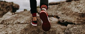 Preview wallpaper man, legs, walk, rocks