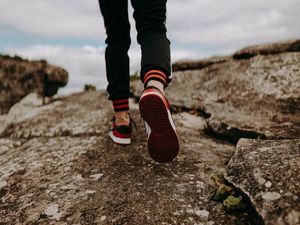 Preview wallpaper man, legs, walk, rocks