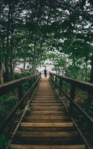 Preview wallpaper man, loneliness, alone, stairs, coast