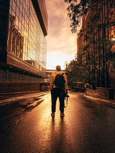 Preview wallpaper man, loneliness, alone, photographer, street