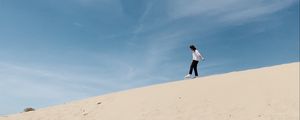 Preview wallpaper man, loneliness, alone, sand, slope