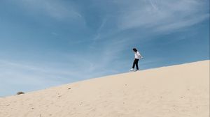 Preview wallpaper man, loneliness, alone, sand, slope