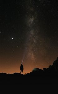 Preview wallpaper man, loneliness, alone, lantern, night