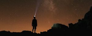 Preview wallpaper man, loneliness, alone, lantern, night