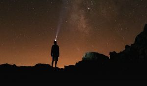 Preview wallpaper man, loneliness, alone, lantern, night