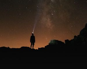 Preview wallpaper man, loneliness, alone, lantern, night