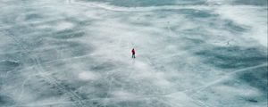 Preview wallpaper man, loneliness, ice, aerial view