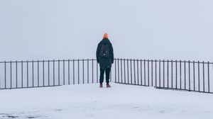 Preview wallpaper man, loneliness, winter, snow