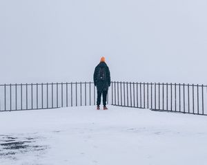 Preview wallpaper man, loneliness, winter, snow