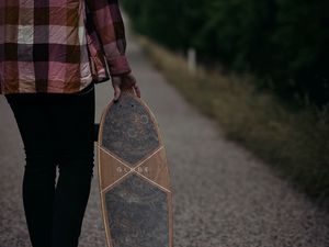 Preview wallpaper man, longboard, sneakers, hipster, style