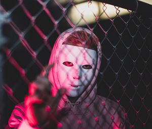 Preview wallpaper man, mask, anonymous, hood, mesh