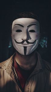 Preview wallpaper man, mask, anonymous, shadow, dark