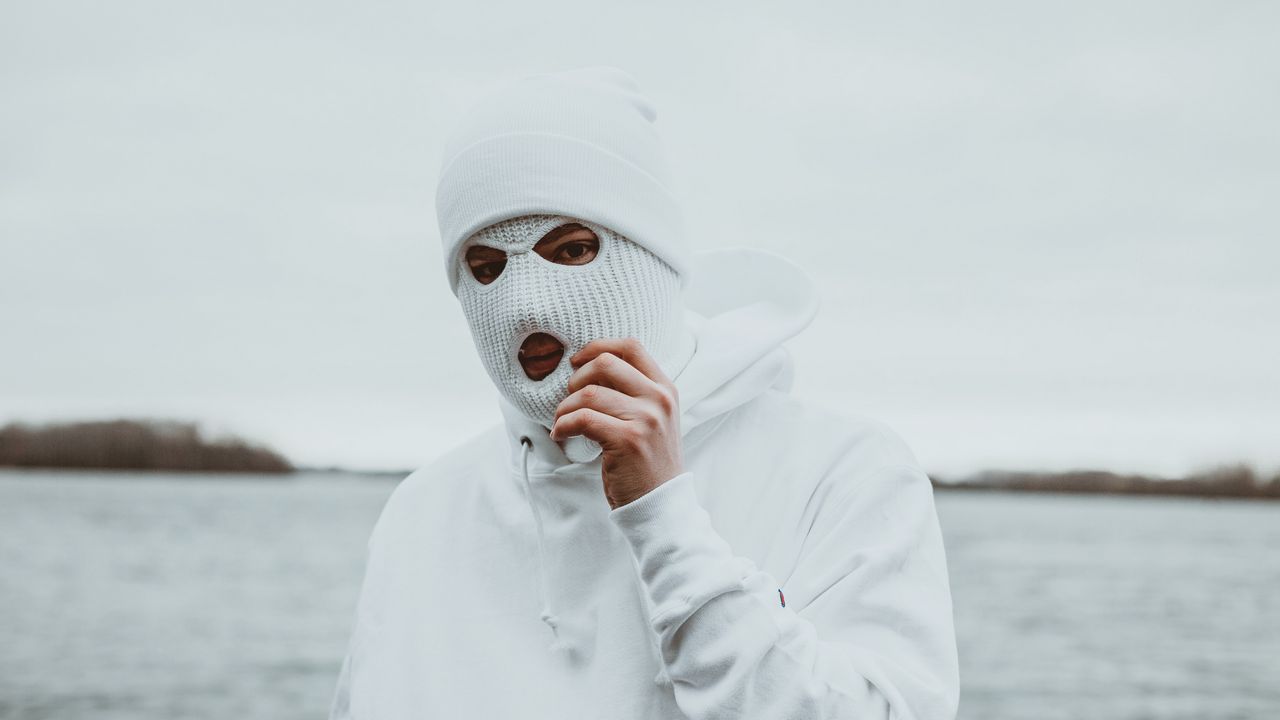 Wallpaper man, mask, balaclava, white