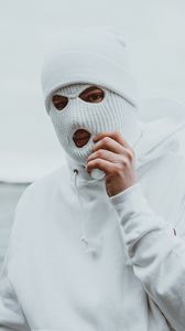 Preview wallpaper man, mask, balaclava, white