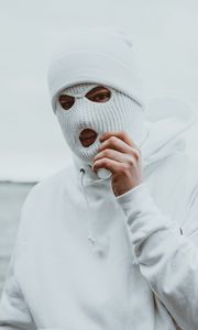 Preview wallpaper man, mask, balaclava, white