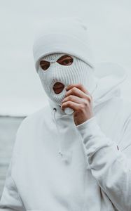 Preview wallpaper man, mask, balaclava, white