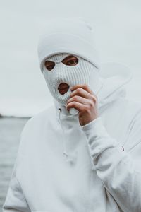 Preview wallpaper man, mask, balaclava, white