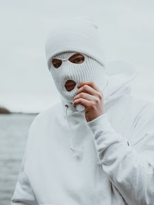 Preview wallpaper man, mask, balaclava, white