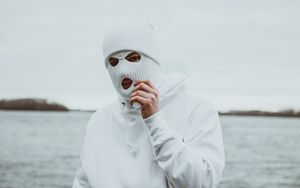 Preview wallpaper man, mask, balaclava, white
