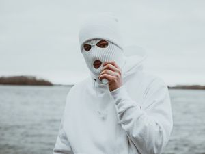 Preview wallpaper man, mask, balaclava, white