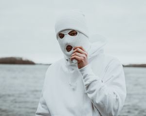 Preview wallpaper man, mask, balaclava, white