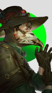 Preview wallpaper man, mask, beak, hat, art