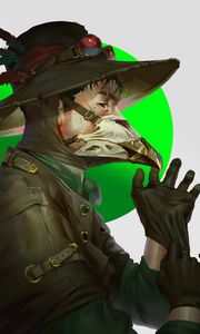 Preview wallpaper man, mask, beak, hat, art