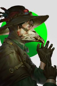 Preview wallpaper man, mask, beak, hat, art