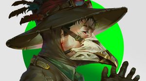 Preview wallpaper man, mask, beak, hat, art