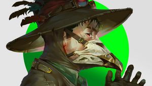 Preview wallpaper man, mask, beak, hat, art