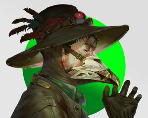 Preview wallpaper man, mask, beak, hat, art
