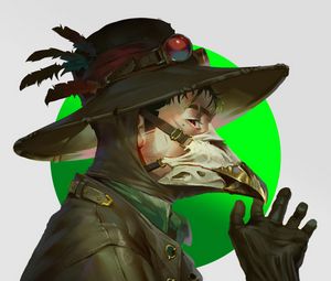 Preview wallpaper man, mask, beak, hat, art