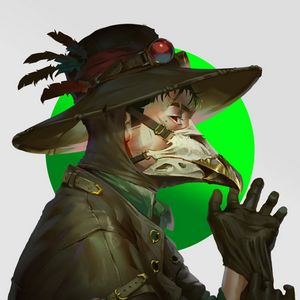 Preview wallpaper man, mask, beak, hat, art