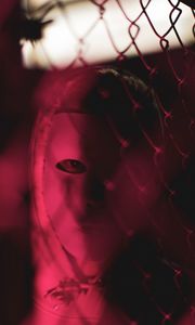 Preview wallpaper man, mask, face, dark, red, blur