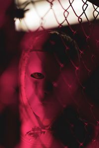 Preview wallpaper man, mask, face, dark, red, blur