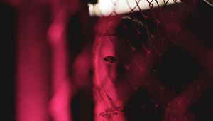 Preview wallpaper man, mask, face, dark, red, blur