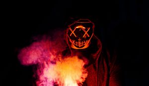 Preview wallpaper man, mask, fire, smoke, dark