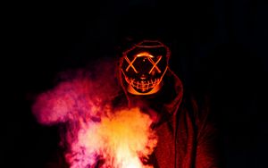 Preview wallpaper man, mask, fire, smoke, dark