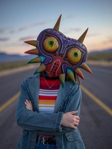 Preview wallpaper man, mask, funny, road