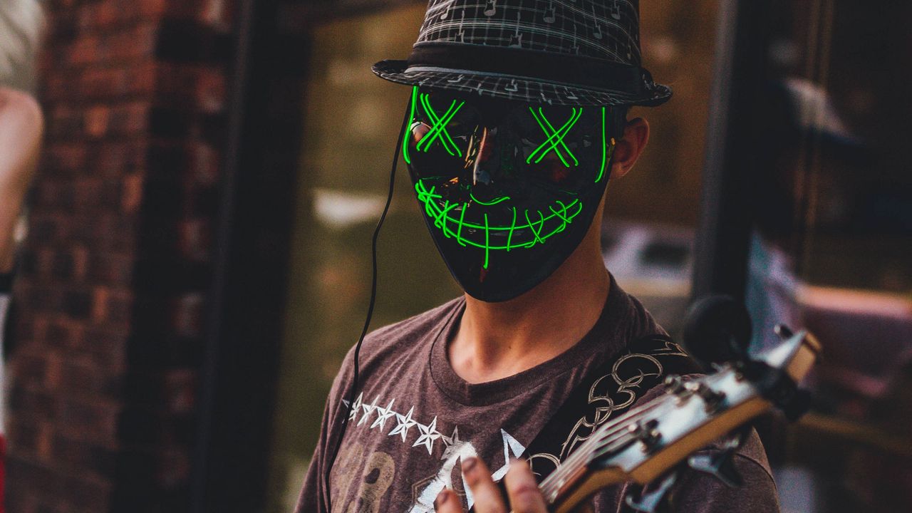 Wallpaper man, mask, guitar, guitarist, musician