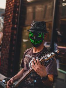 Preview wallpaper man, mask, guitar, guitarist, musician