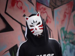 Preview wallpaper man, mask, hood, hoodie, anonymous