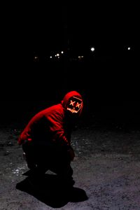 Preview wallpaper man, mask, hood, dark, night