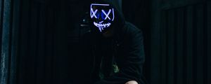 Preview wallpaper man, mask, hood, black, dark