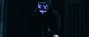 Preview wallpaper man, mask, hood, black, dark