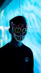 Preview wallpaper man, mask, neon, light, glow