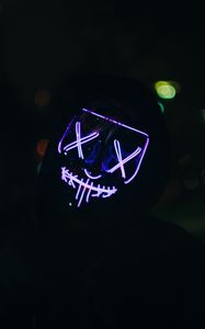 Preview wallpaper man, mask, neon, dark, purple