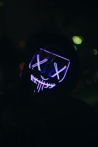 Preview wallpaper man, mask, neon, dark, purple