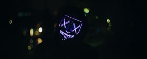 Preview wallpaper man, mask, neon, dark, purple