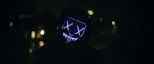 Preview wallpaper man, mask, neon, dark, purple